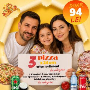 Oferte Pizza Iza oferte 3x24 cm+3suc+3sos 94 lei
